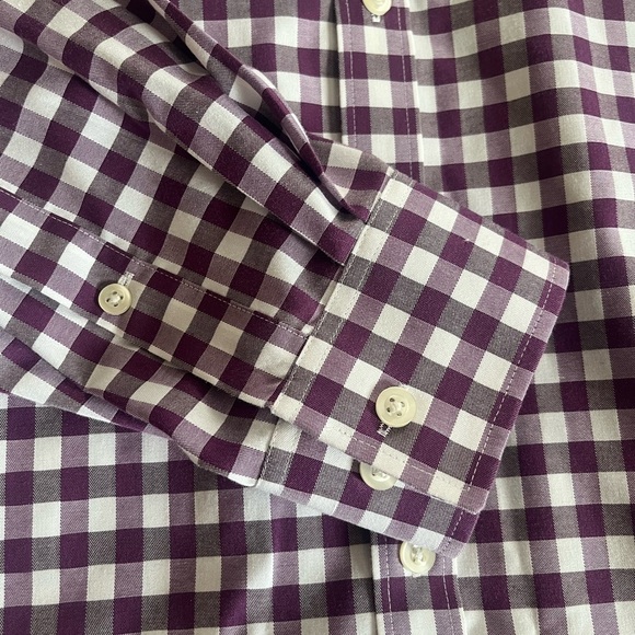 Michael Michael Kors Plum & White Plaid Dress Shirt Men’s Size 16 1/2 or 32/33 - Picture 12 of 14